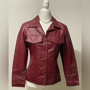 Dark red leather jacket